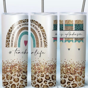 Rainbow Cheetah Teacher Tumbler