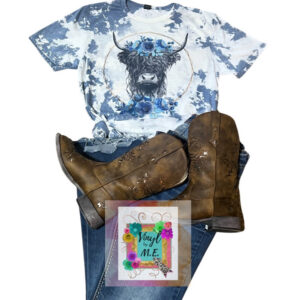 Blue Highland Cow tee