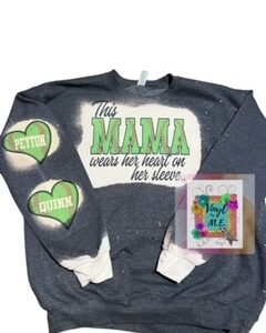 This Mama bleached softball sweatshirt (leave name/names in notes)
