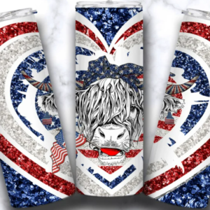 Highland Cow Patriotic 20oz