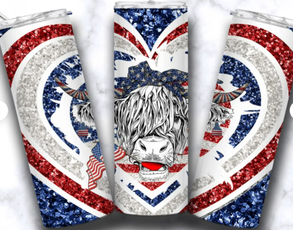 Highland Cow Patriotic 20oz