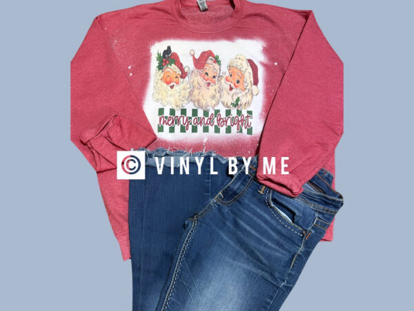 Vintage Merry & Bright Santa sweatshirt