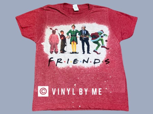 Red bleached friends tee