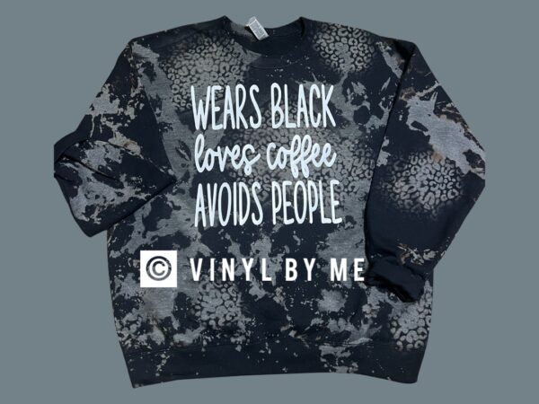 Wears black loves coffee cheetah sweatshirt
