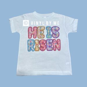 Light blue He is Risen tee