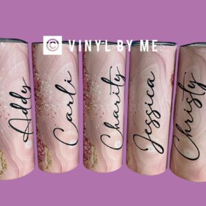 Pink glitter personalized tumbler