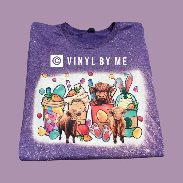 Purple Easter coffee cow tee