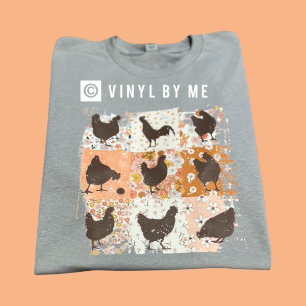 Gray retro chicken tee