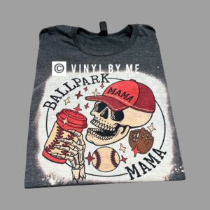 Gray bleached baseball ballpark mama tee
