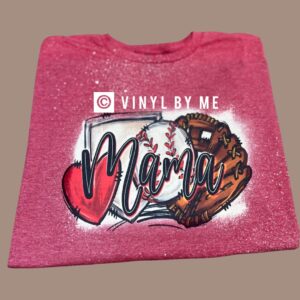 Red baseball mama tee