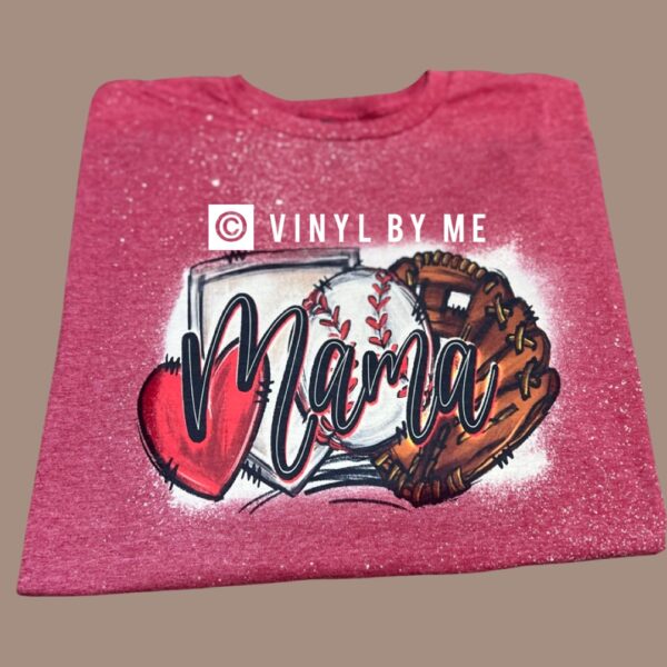 Red baseball mama tee