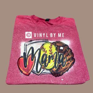 Red softball mama tee