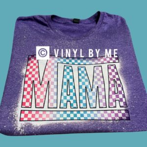 Purple bleached checkered Mama tee