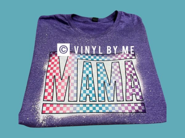 Purple bleached checkered Mama tee