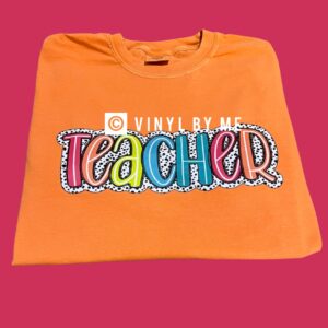 Orange comfort color teacher tee