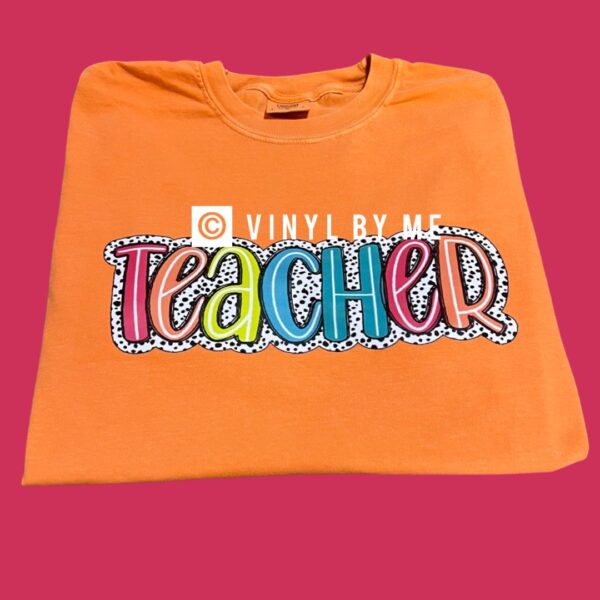 Orange comfort color teacher tee