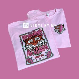 The heavens are roaring on a pink Bella canvas tee