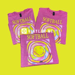 Pink softball smiley tee