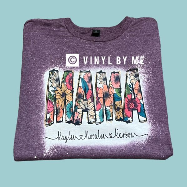Bleached floral Mama custom tee