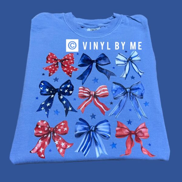 Comfort color patriotic bow tee