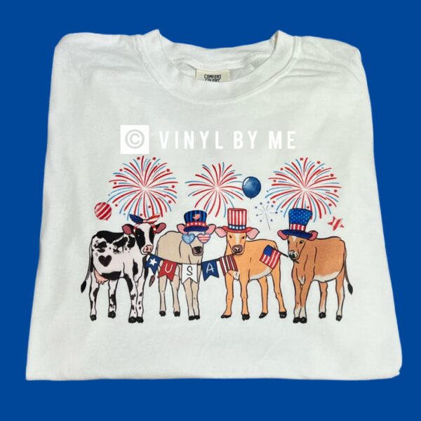 Comfort color patriotic cow tee