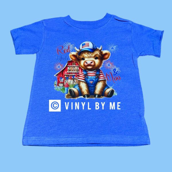 Toddler red white and moo tee