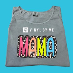 Gray leopard Mama comfort color tank