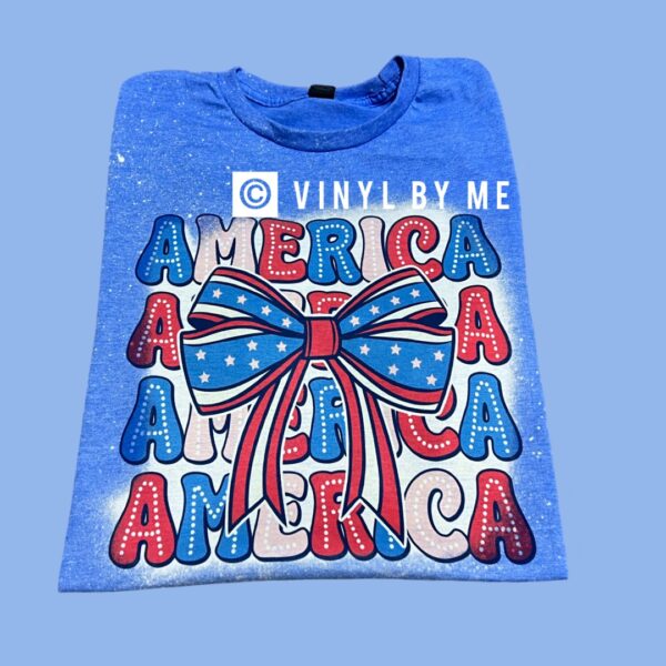 Blue stacked America tee