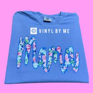 Blue floral Mama comfort color tee