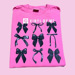Comfort color black bow tee