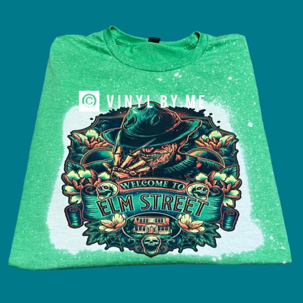 Green bleached Elm street tee