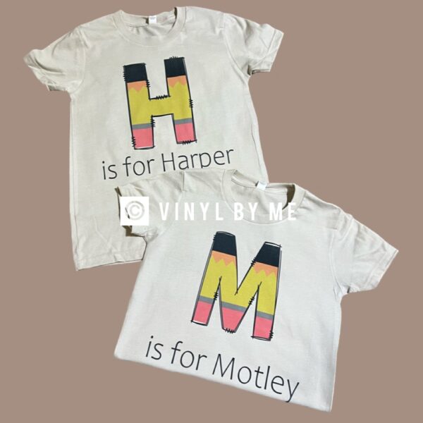Custom pencil name tees
