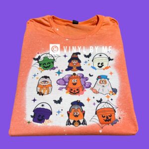Orange bleached Halloween character tee