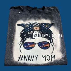 Navy mom bleached tee