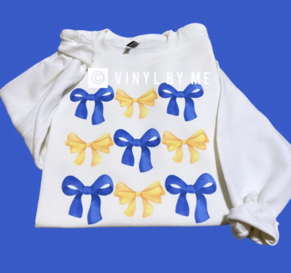 Royal & yellow coquette bow sweatshirt
