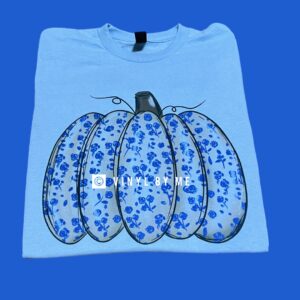 Blue floral pumpkin tee