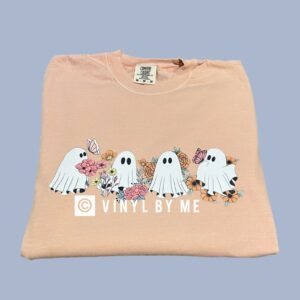 Comfort color Peach floral ghosties tee