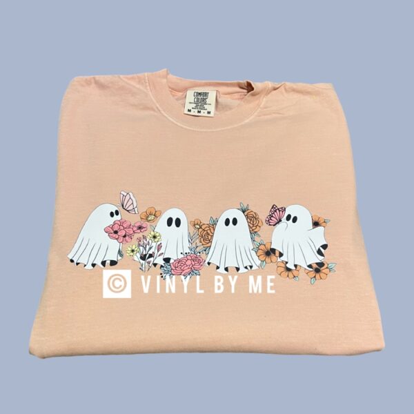 Comfort color Peach floral ghosties tee