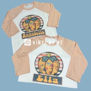 Raglan pumpkin name tees