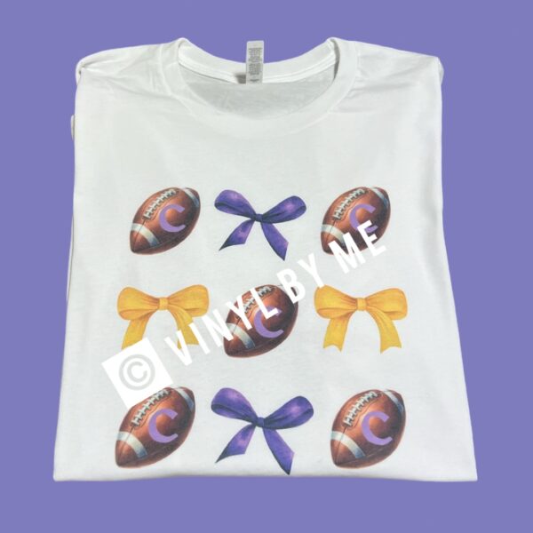 Canes football bow Bella tee