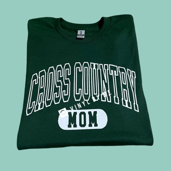 Green cross country mom tee