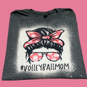 Gray bleached Volleyball mom tee