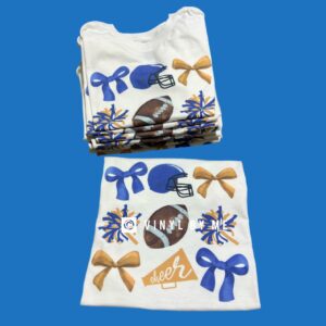 Blue and gold cheer tee