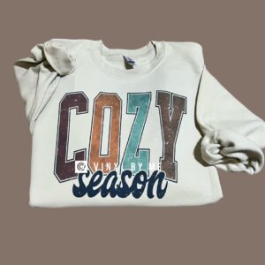 Large print cozy season tan sweatshirt