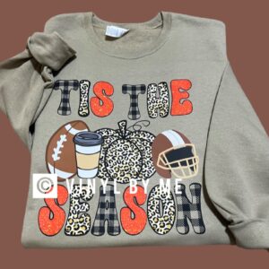 Khaki tis the season football sweatshirt