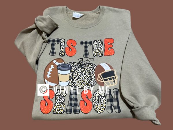 Khaki tis the season football sweatshirt