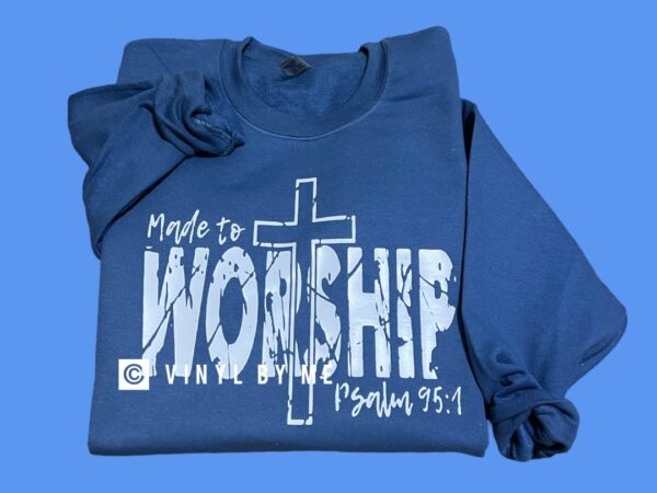 Blue indigo worship sweatshirt