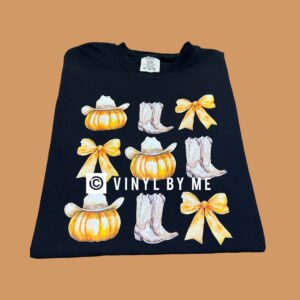 Black comfort color pumpkin boots tee