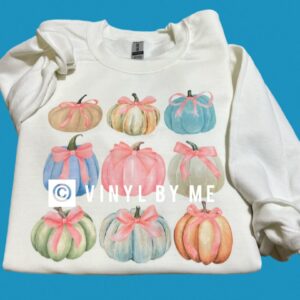 White pumpkin bow sweatshirt