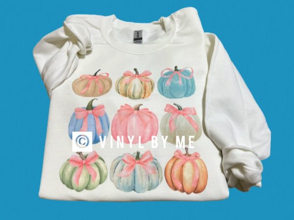 White pumpkin bow sweatshirt